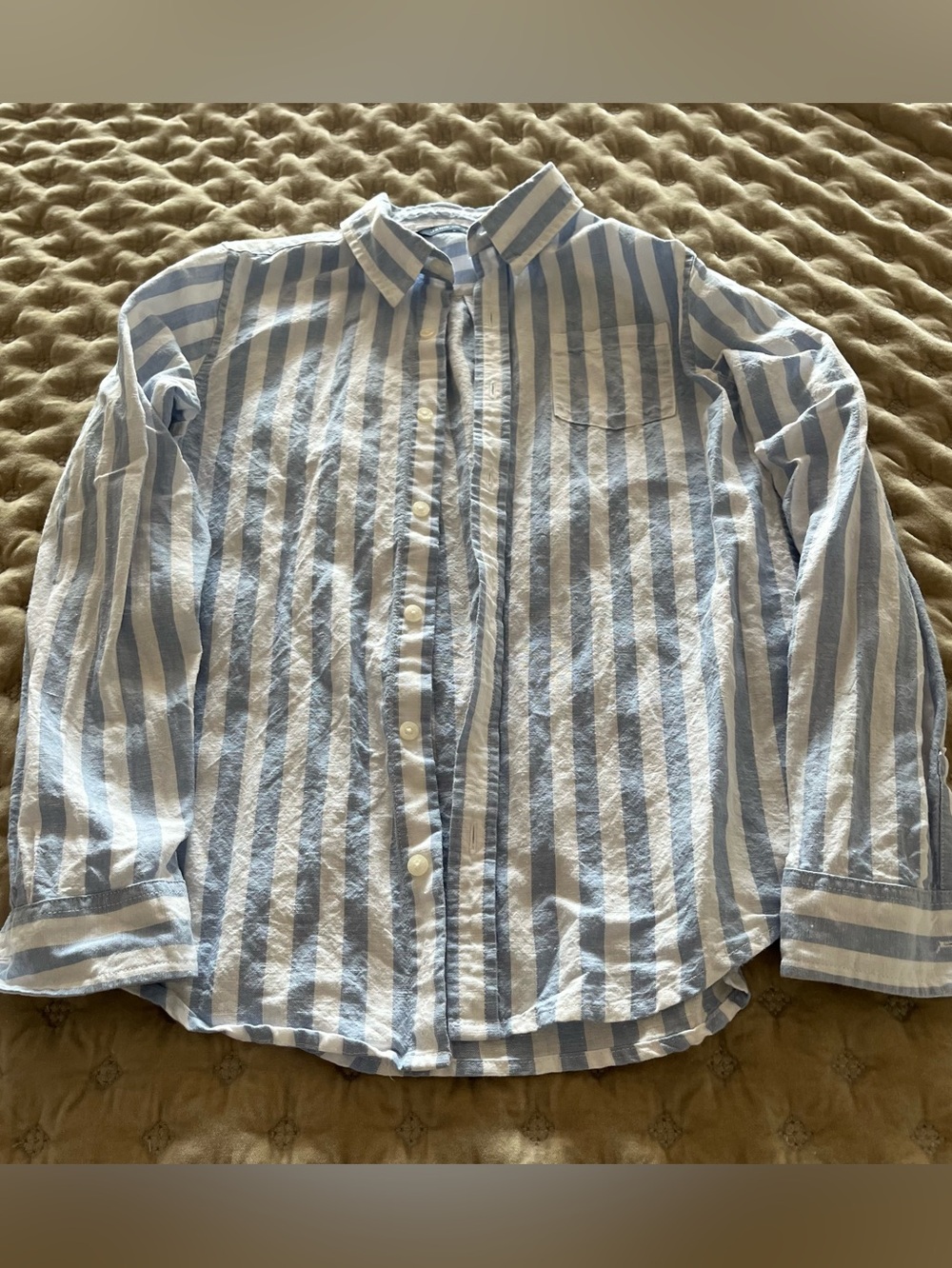 Janie and Jack Light Blue and White Striped Button-Down Shirt